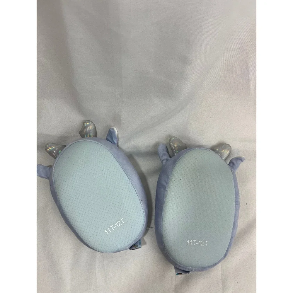 Squishmallows‎ Blue Deer Plush Slippers Iridescent Antlers Size 11/12 NWT